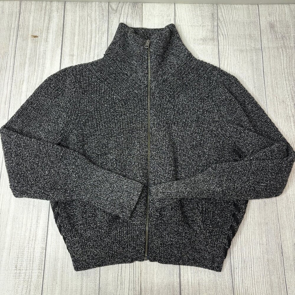 Athleta Dark Gray Lace Up Heavy Knit Jacket Size Medium